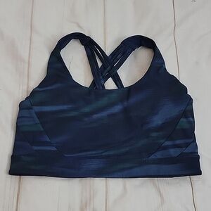 Victoria's Secret On Point Criss Cross Sports Bra size Large Navy Blue and Green